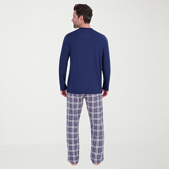 Hanes Mens Crew Neck Long Sleeve 2-pc. Pajama Set