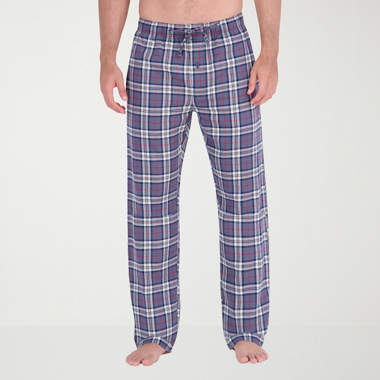 Hanes Mens Crew Neck Long Sleeve 2-pc. Pajama Set