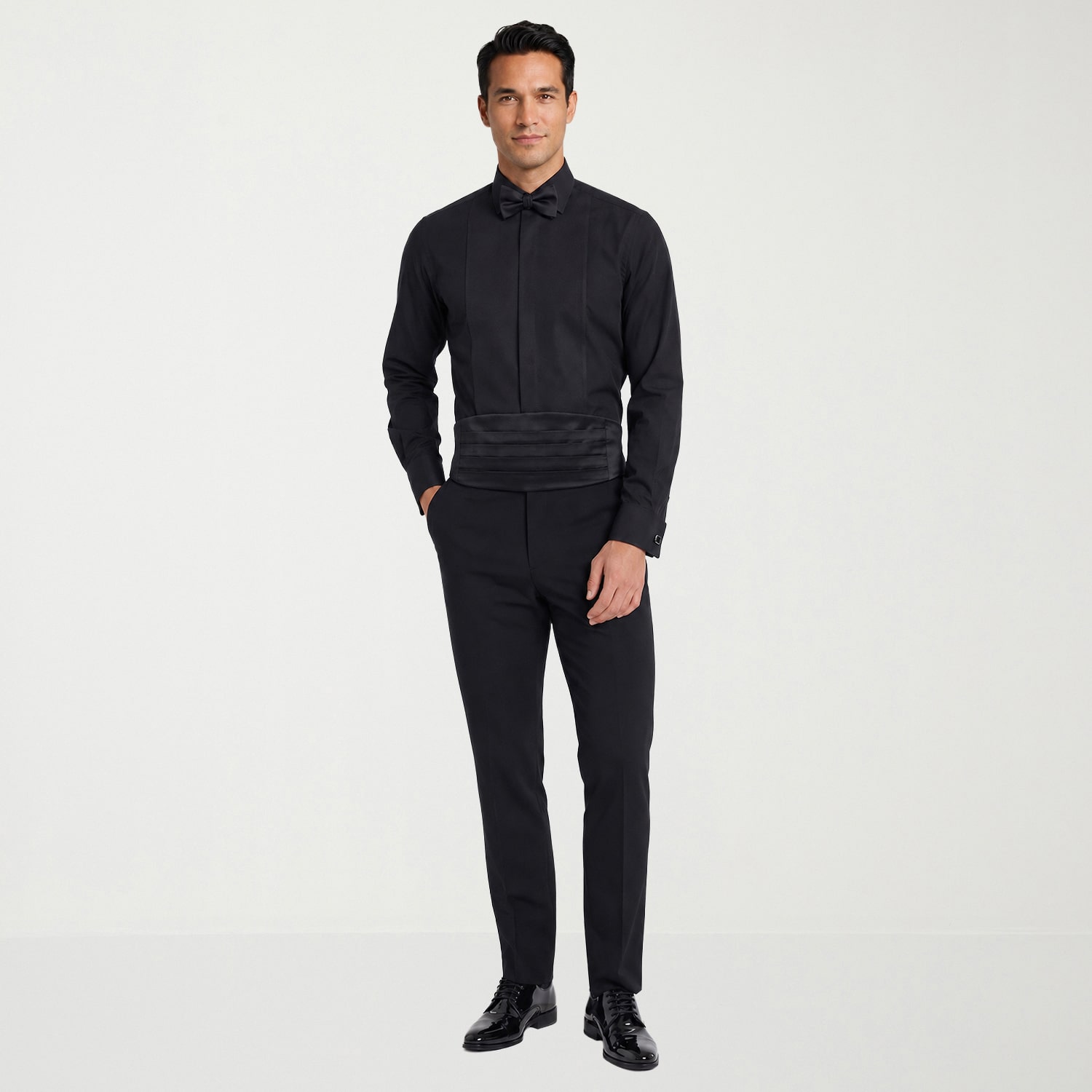 Nick Graham Fitted 4-Piece Tuxedo Mens Modern Fit Easy Care Stretch Fabric Long Sleeve Dress Shirt