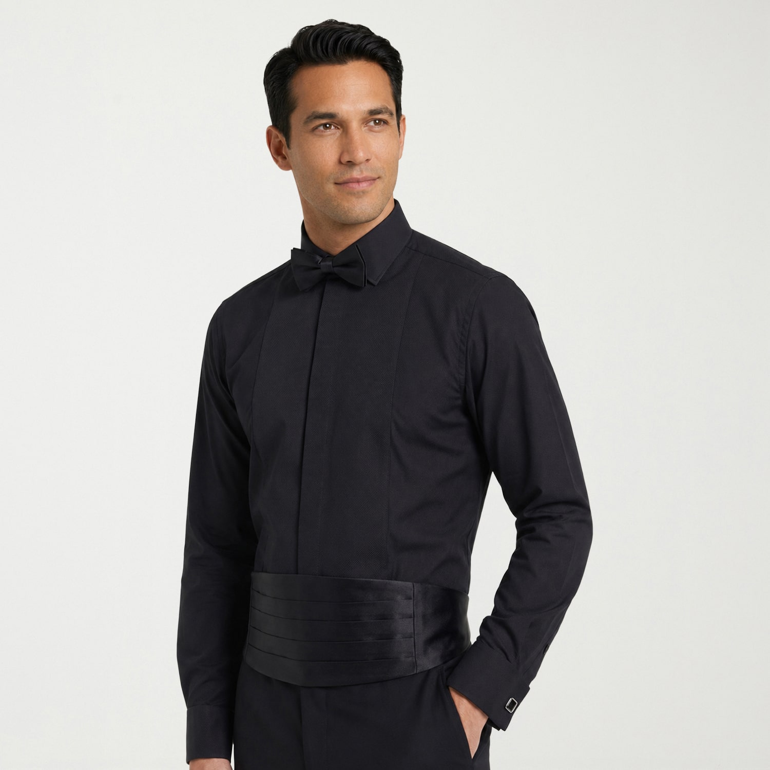 Nick Graham Fitted 4-Piece Tuxedo Mens Modern Fit Easy Care Stretch Fabric Long Sleeve Dress Shirt