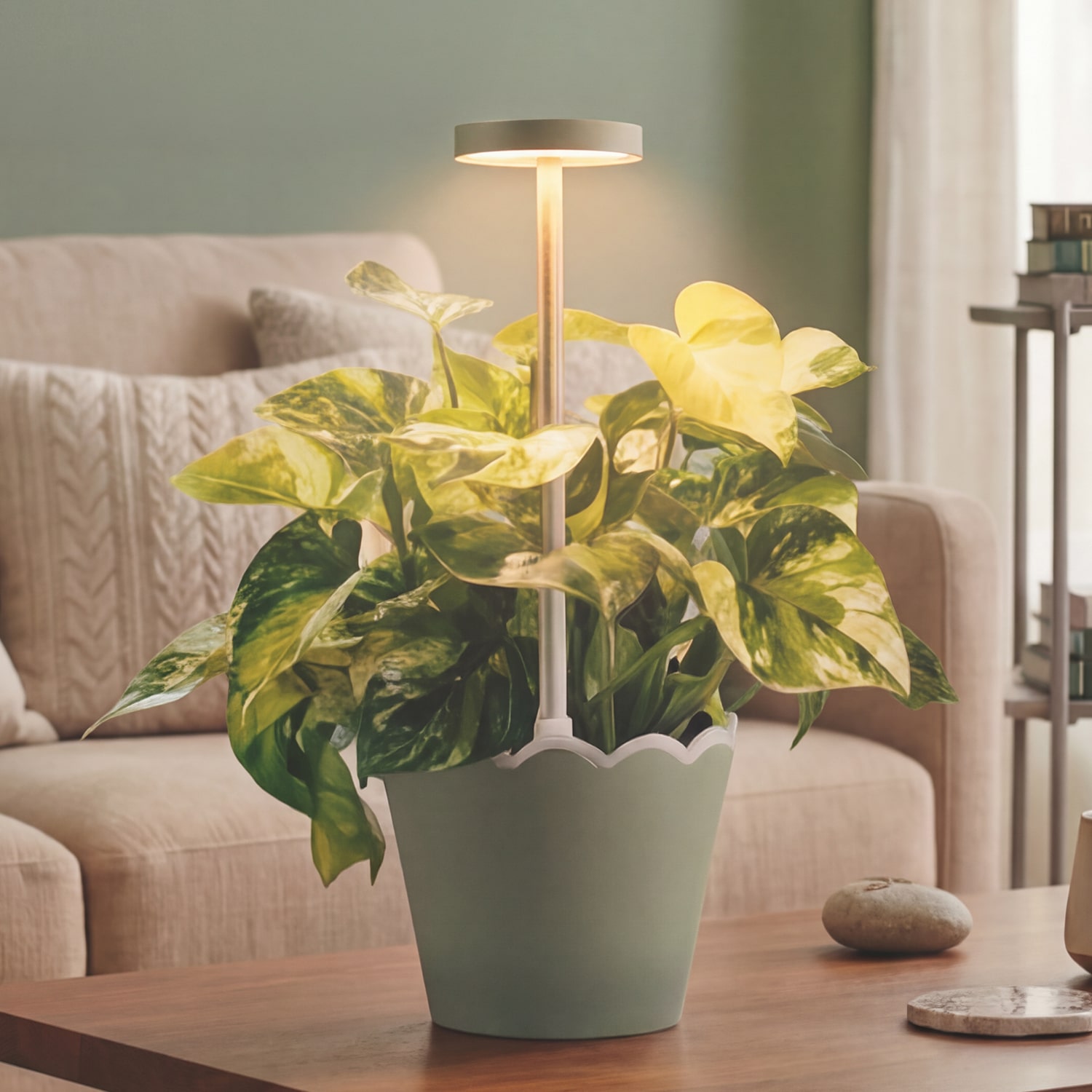 Merkury Innovations Led Touch Control Rechargeablebbattery Waterproof Planter Plastic Table Lamp