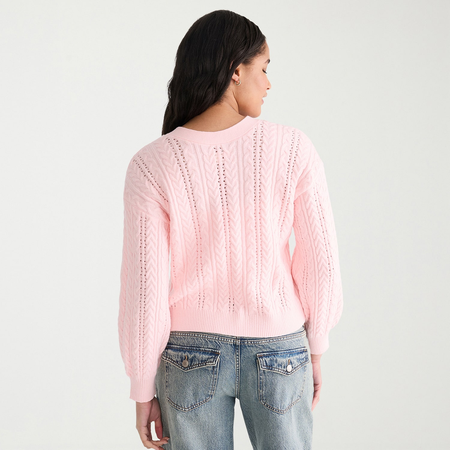 AEROPOSTALE Womens V Neck Long Sleeve Tie Cardigan