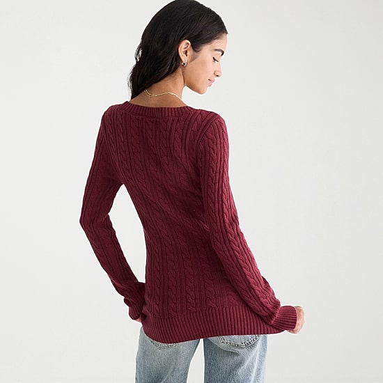 AEROPOSTALE Juniors Womens U Neck Long Sleeve Pullover Sweater