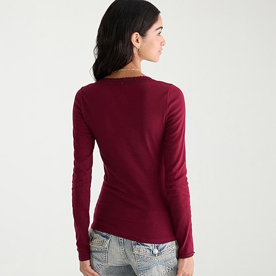 AEROPOSTALE Womens Juniors V Neck Long Sleeve T-Shirt
