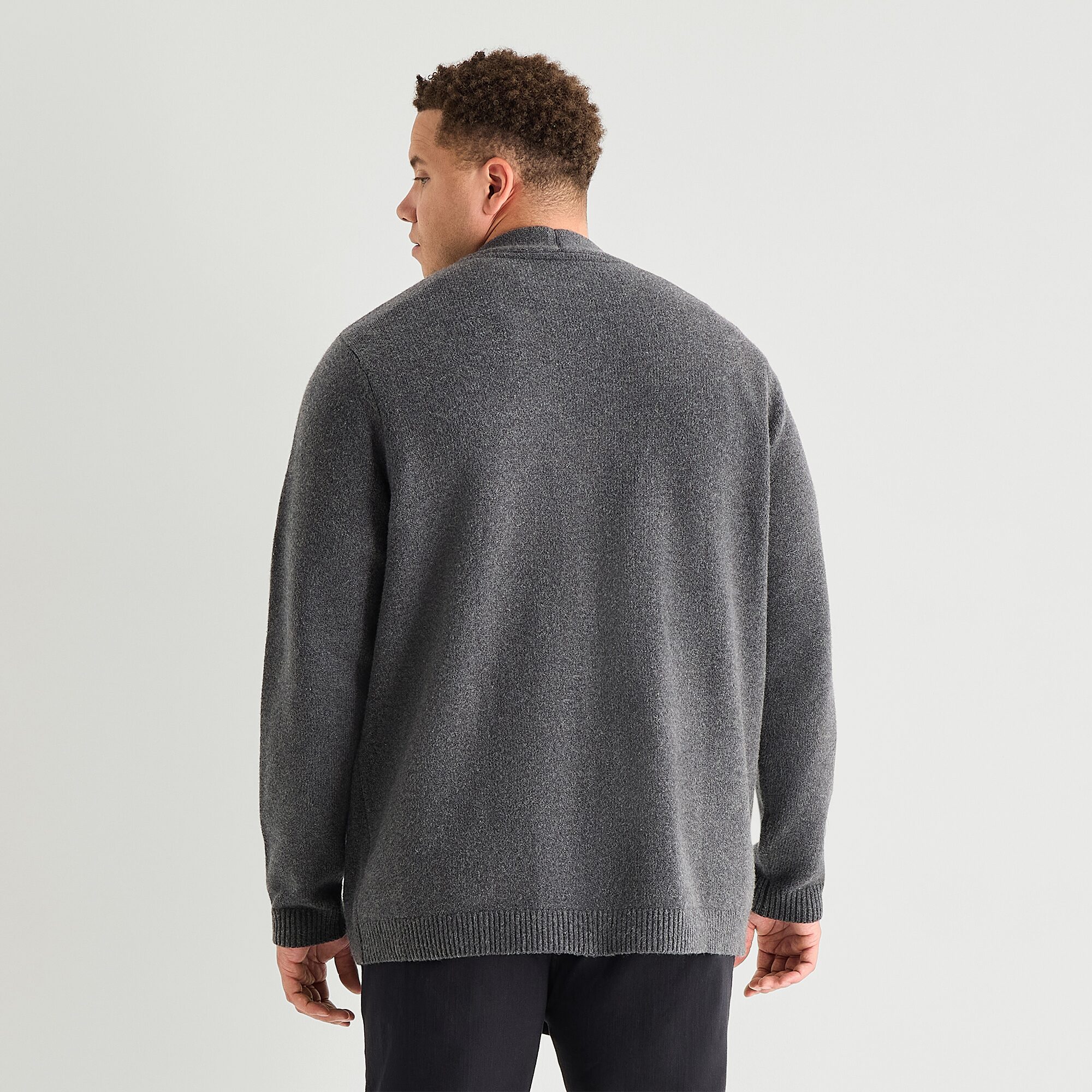 mutual weave Mens V Neck Long Sleeve Button Big and Tall Cardigan