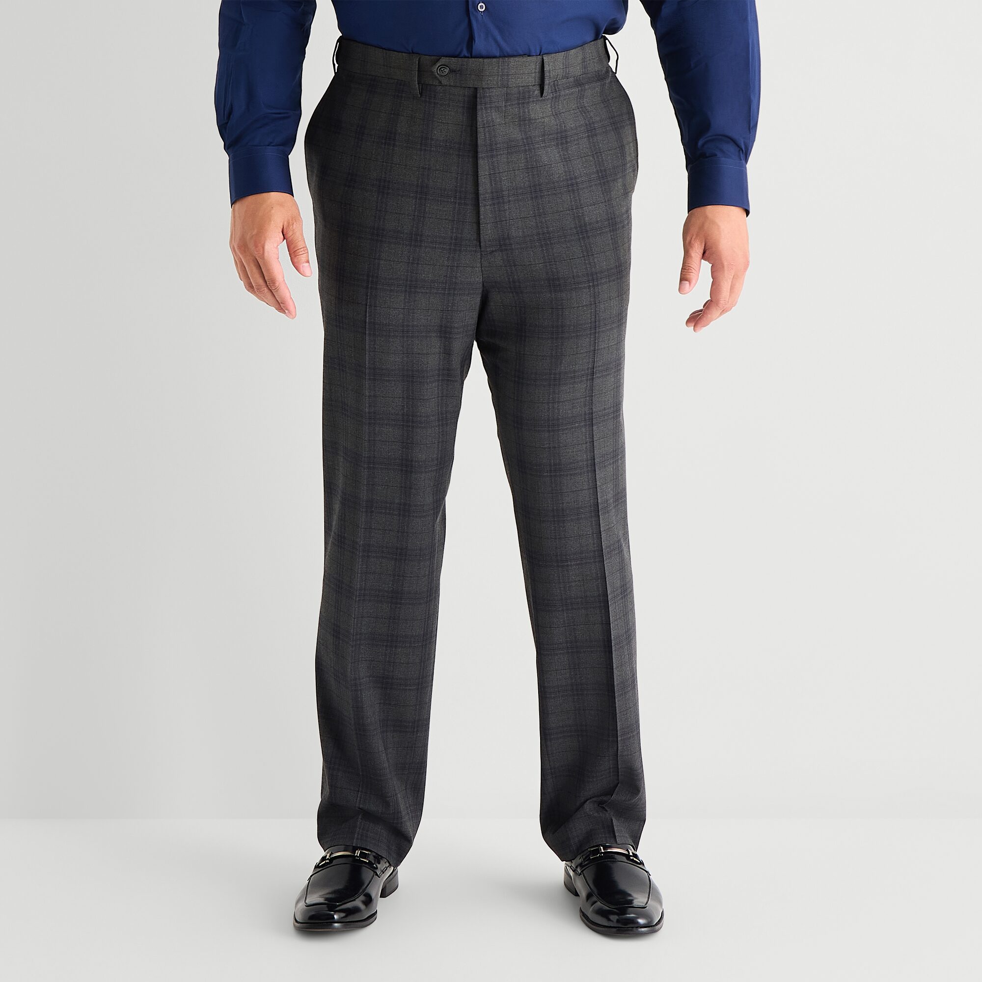 Shaquille O'Neal XLG™ Mens Big and Tall Stretch Fabric Regular Fit Plaid Flat Front Suit Pant