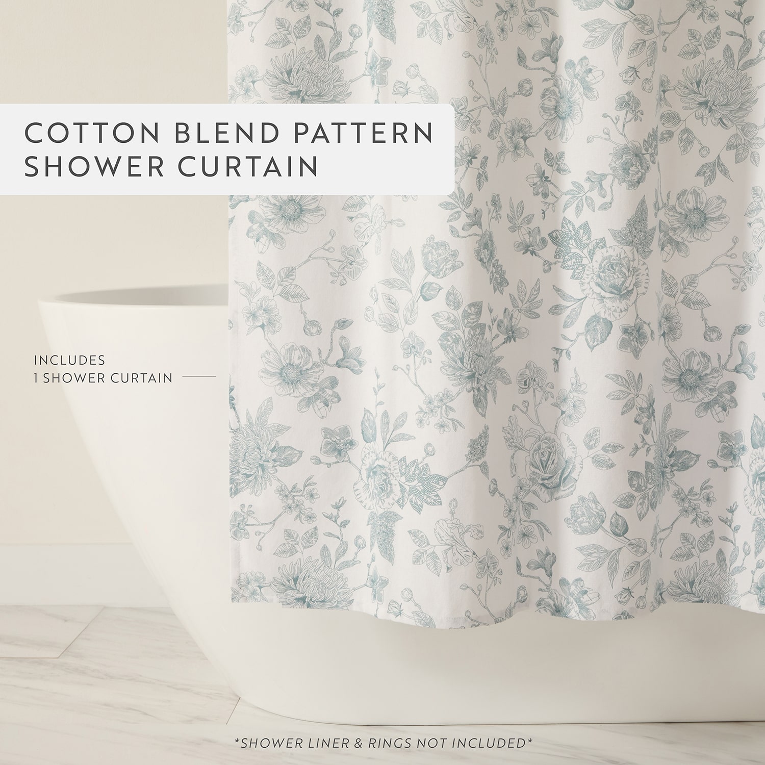 Casual Comfort Cotton Blend Floral Shower Curtain