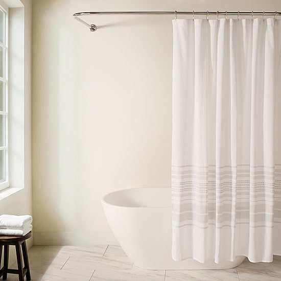 Casual Comfort Cotton Blend Placement Stripe Shower Curtain