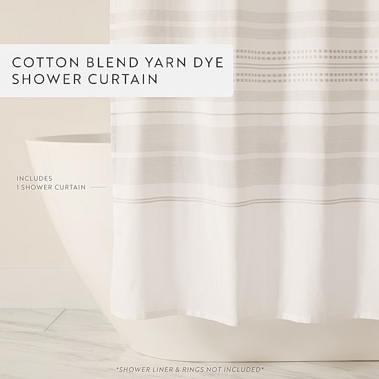 Casual Comfort Cotton Blend Placement Stripe Shower Curtain