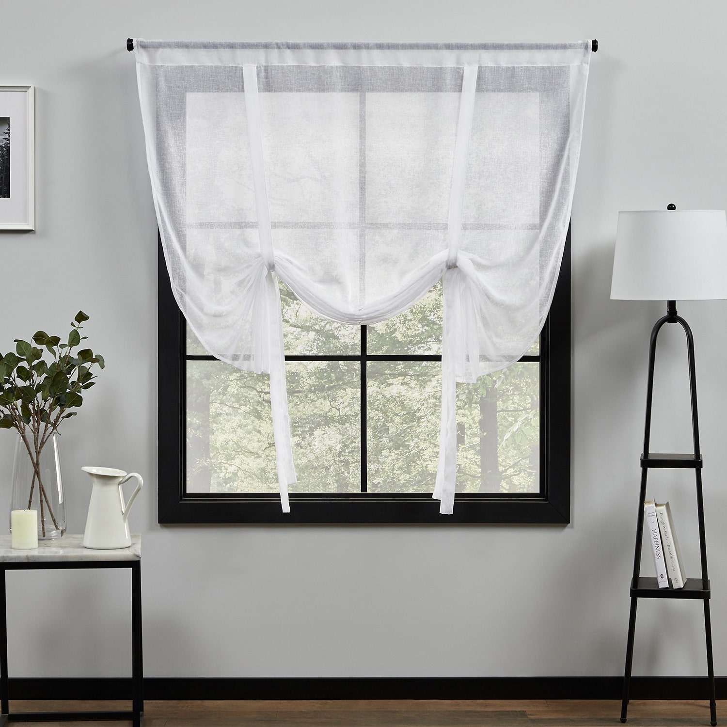 Exclusive Home Curtains Belgian Sheer Rod Pocket Single Tie-Up Shade