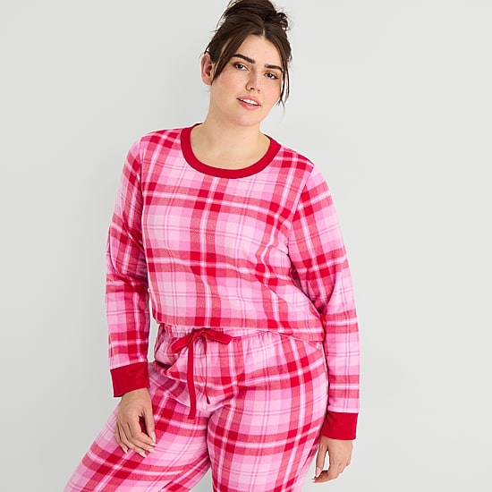 Jaclyn Womens Crew Neck Long Sleeve 3-pc. Plus Pajama Set
