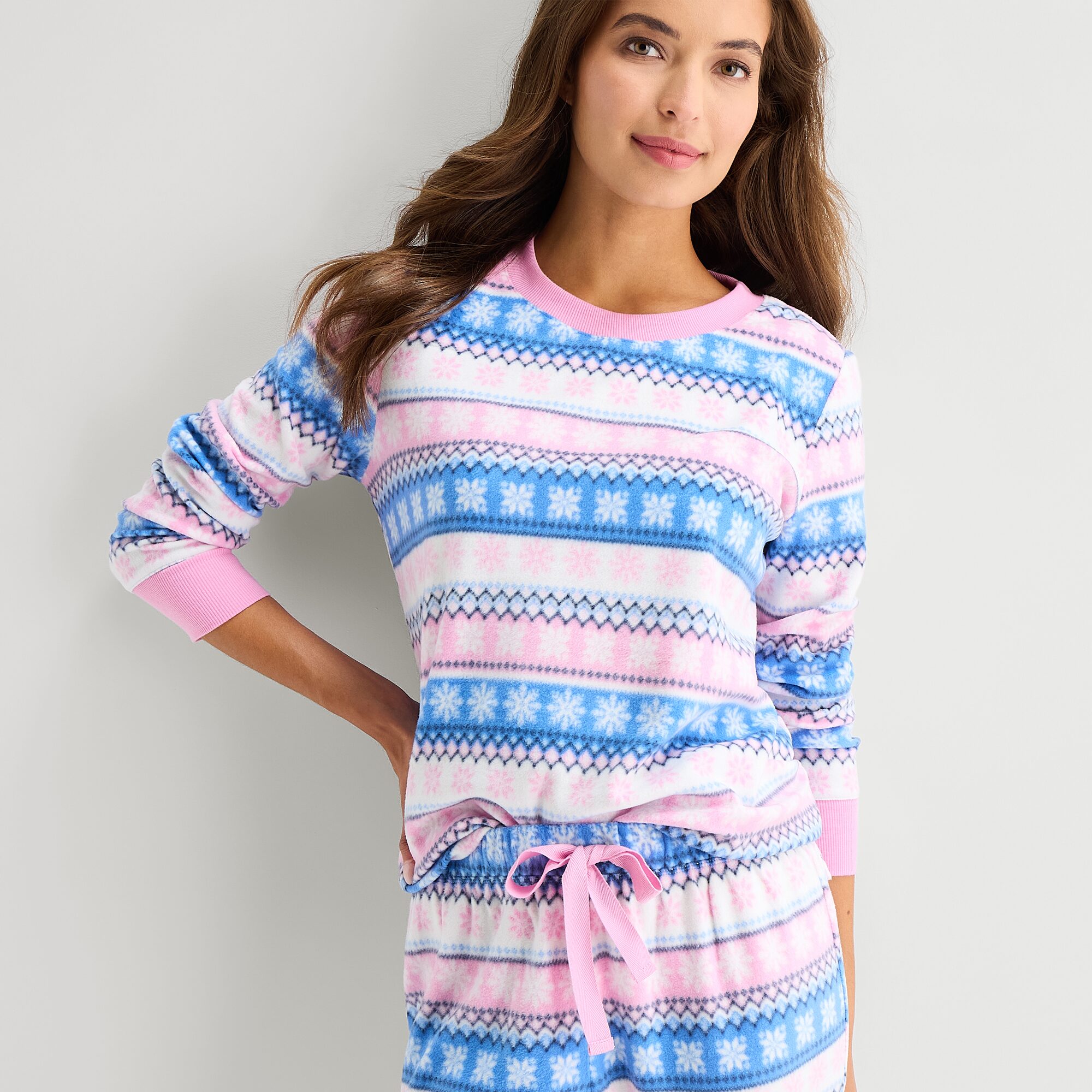 Jaclyn Womens Crew Neck Long Sleeve -pc. Pajama Set
