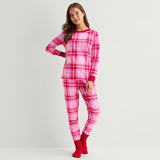 Jaclyn Womens Crew Neck Long Sleeve 3-pc. Pajama Set