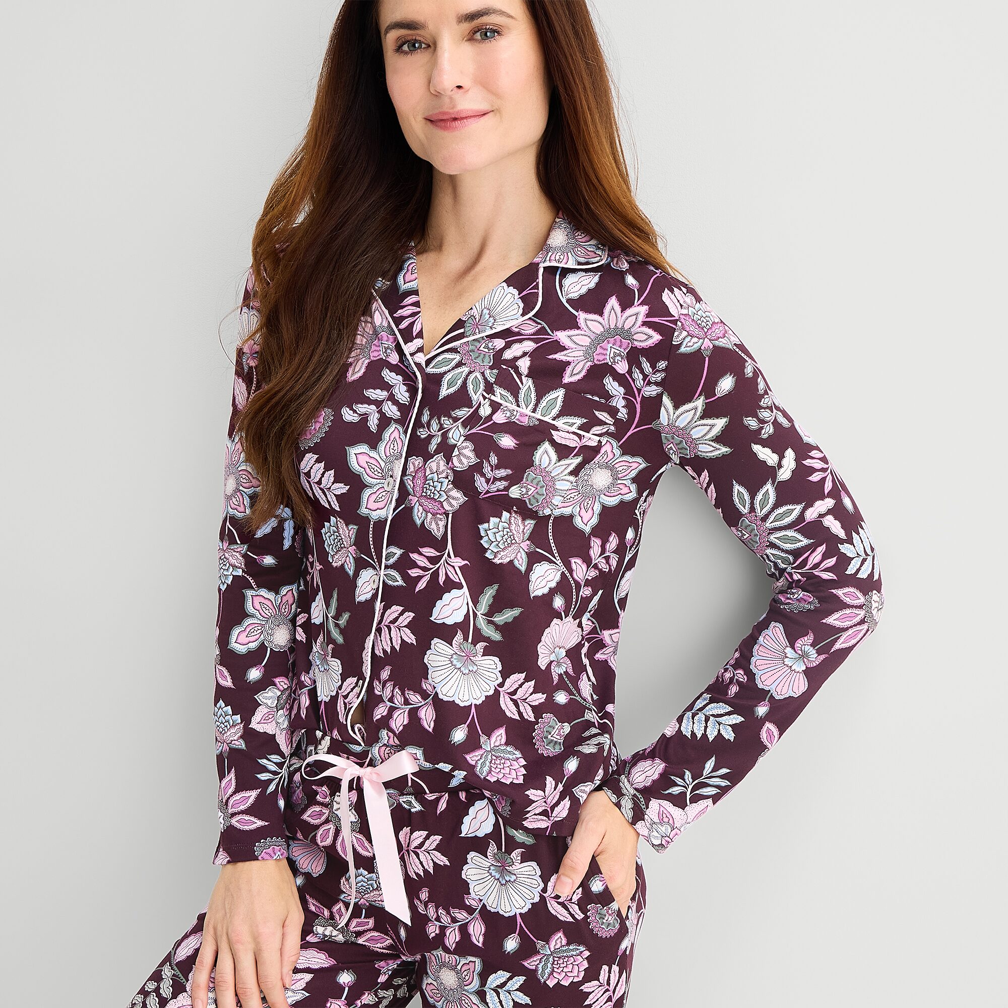 Jaclyn Womens Long Sleeve 2-pc. Pajama Set
