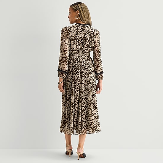 Melonie T Womens Midi V Neck Long Sleeve Cuffed Chiffon Maxi Dress
