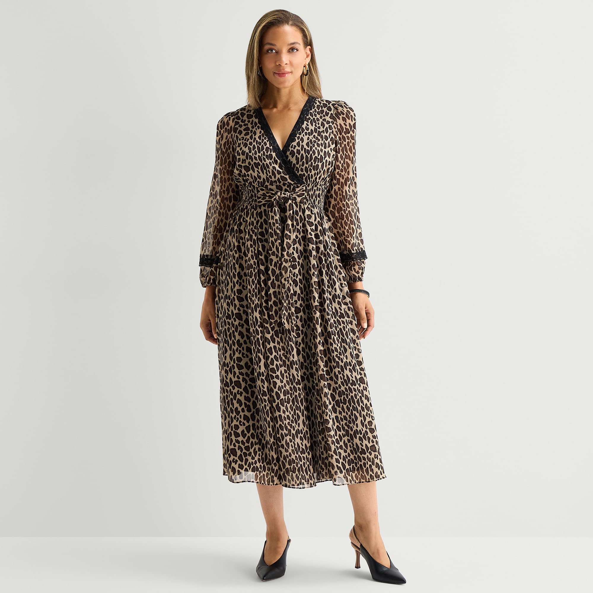 Melonie T Womens Midi V Neck Long Sleeve Cuffed Maxi Dress