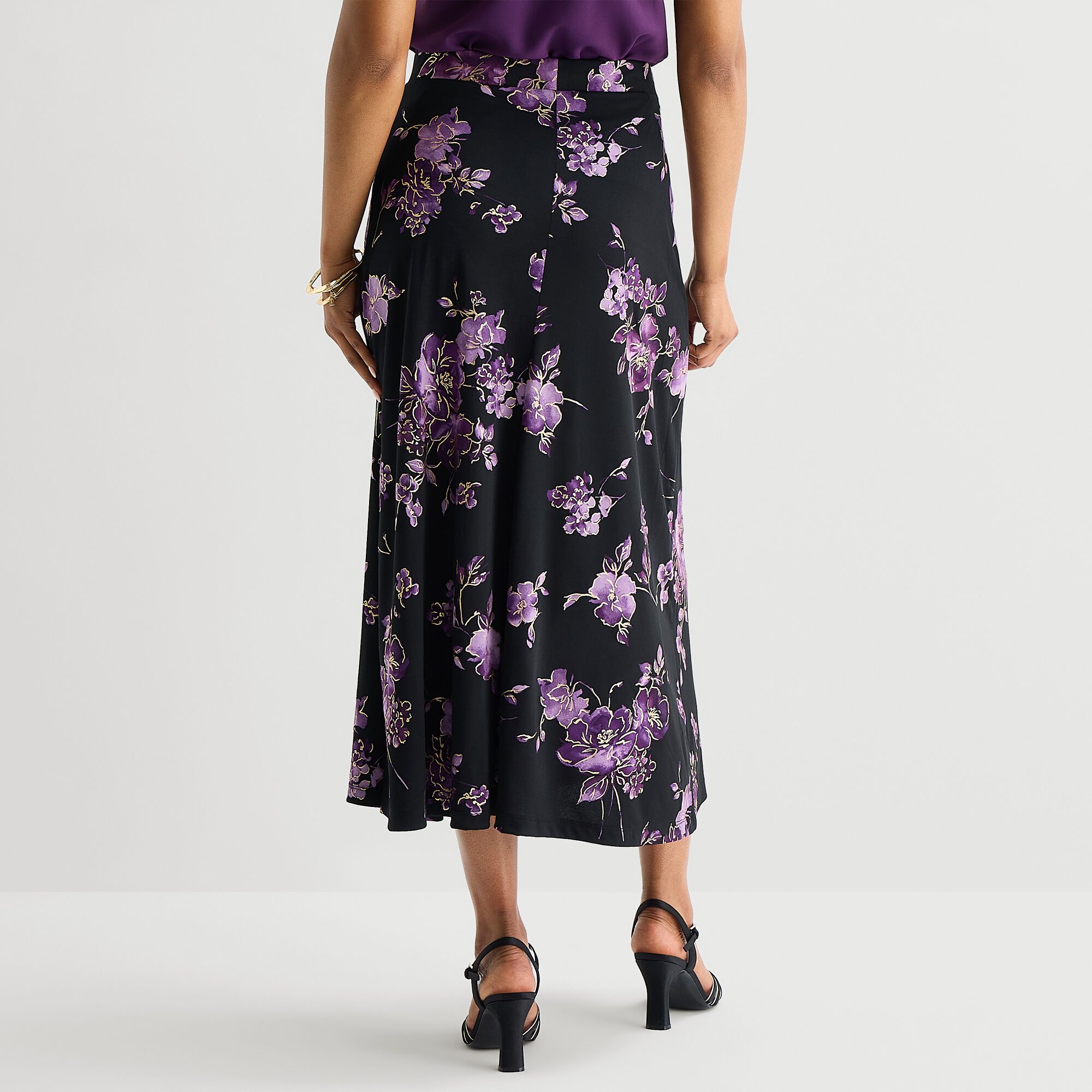 Black Label by Evan-Picone Womens Long A-Line Skirt