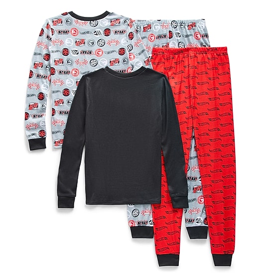 Little & Big Kid Boys Hot Wheels Crew Neck Long Sleeve 4-pc. Pajama Set