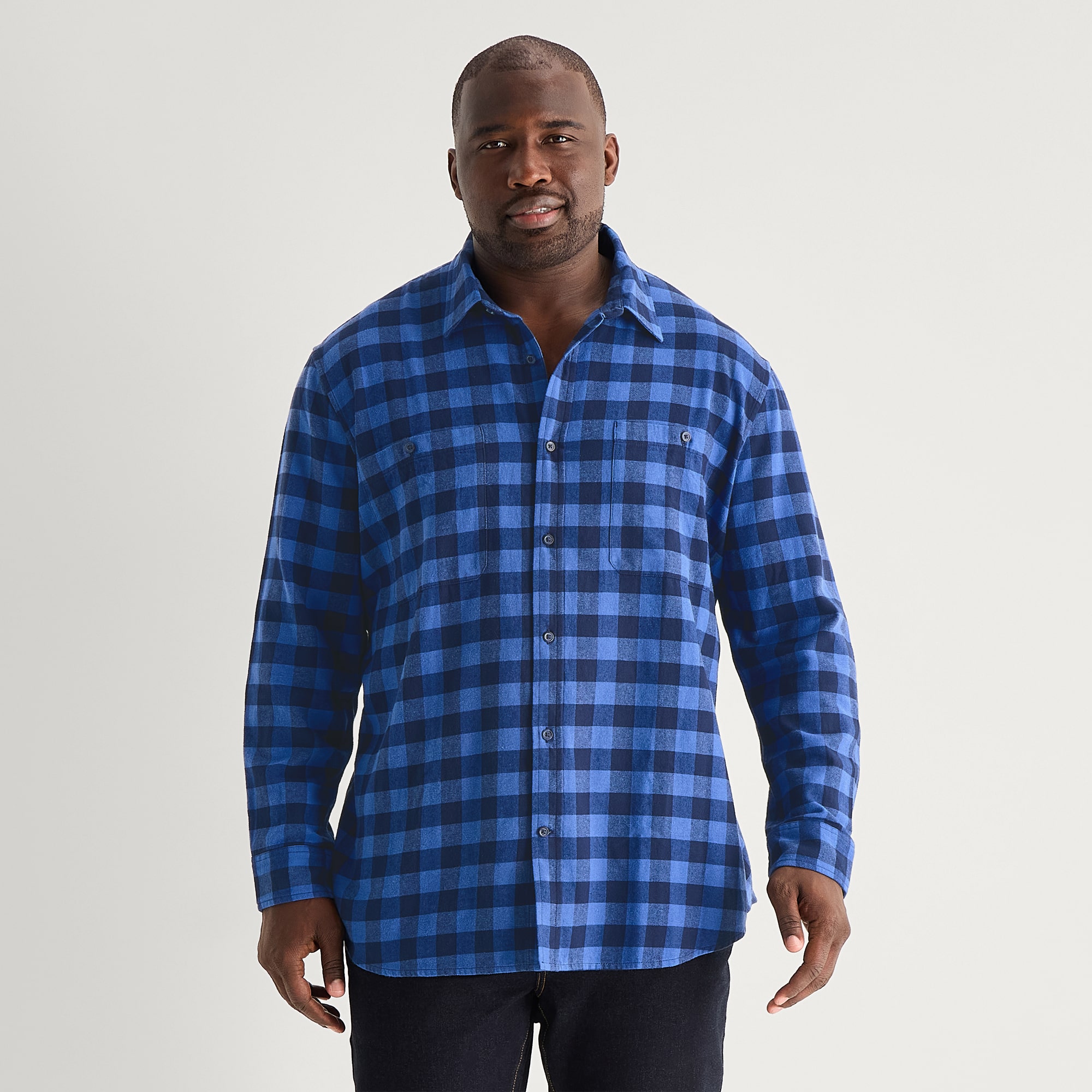 mutual weave Mens Long Sleeve Regular Fit Big and Tall Flannel Shirt