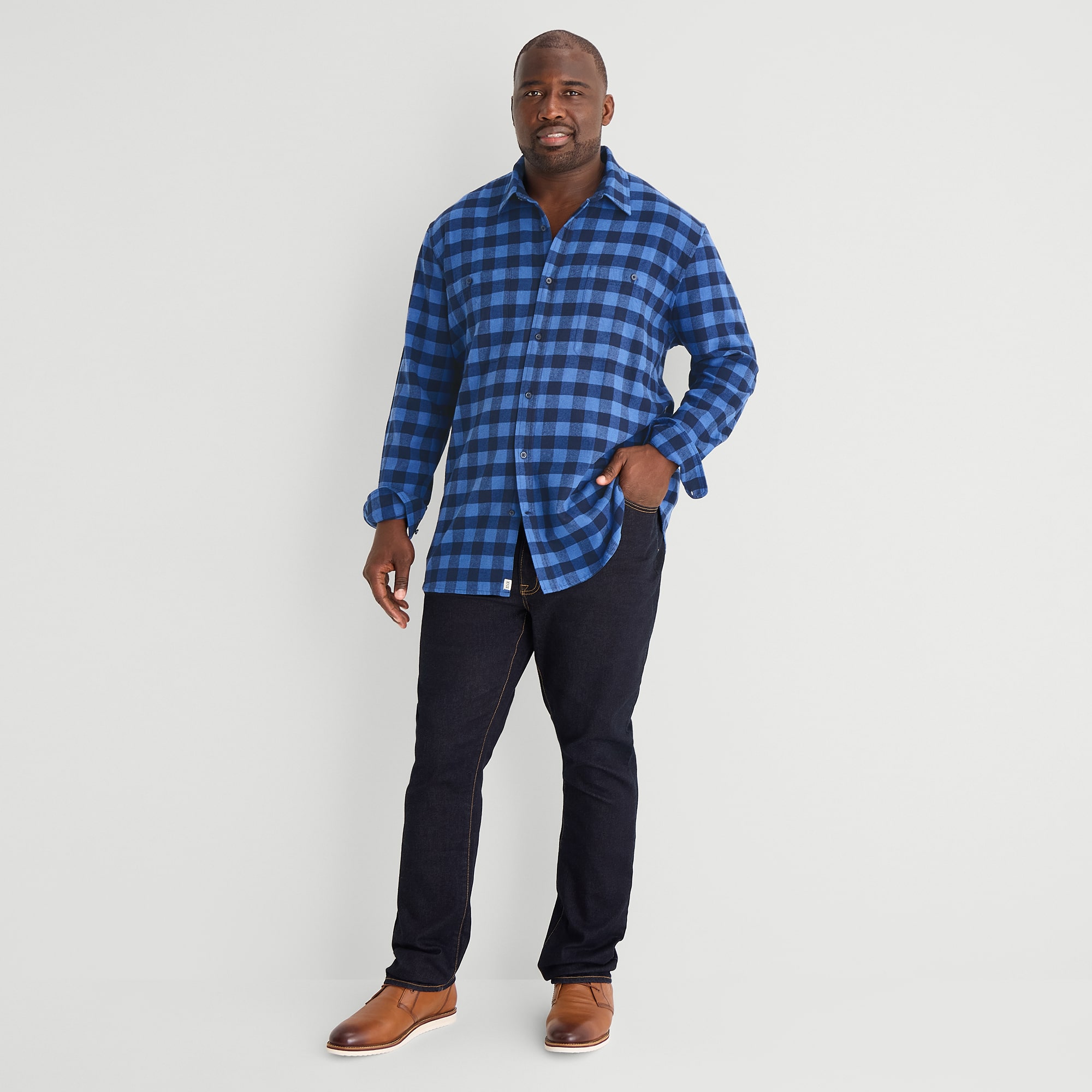 mutual weave Mens Long Sleeve Regular Fit Big and Tall Flannel Shirt