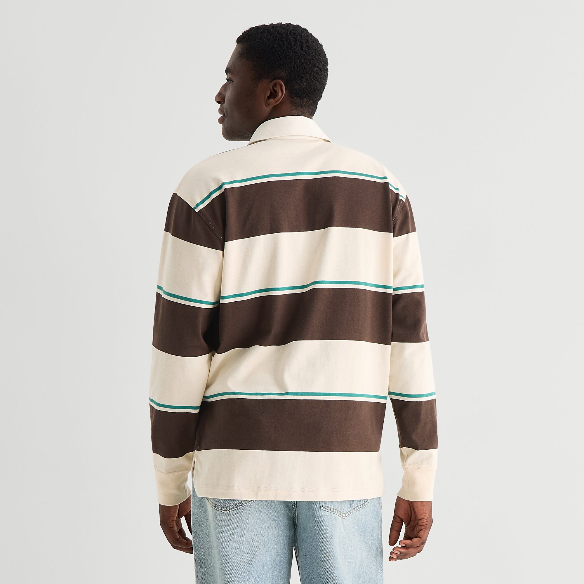 Arizona Mens Long Sleeve Regular Fit Striped Rugby Shirt