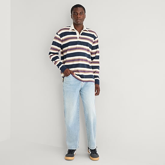Arizona Mens Long Sleeve Regular Fit Striped Rugby Shirt