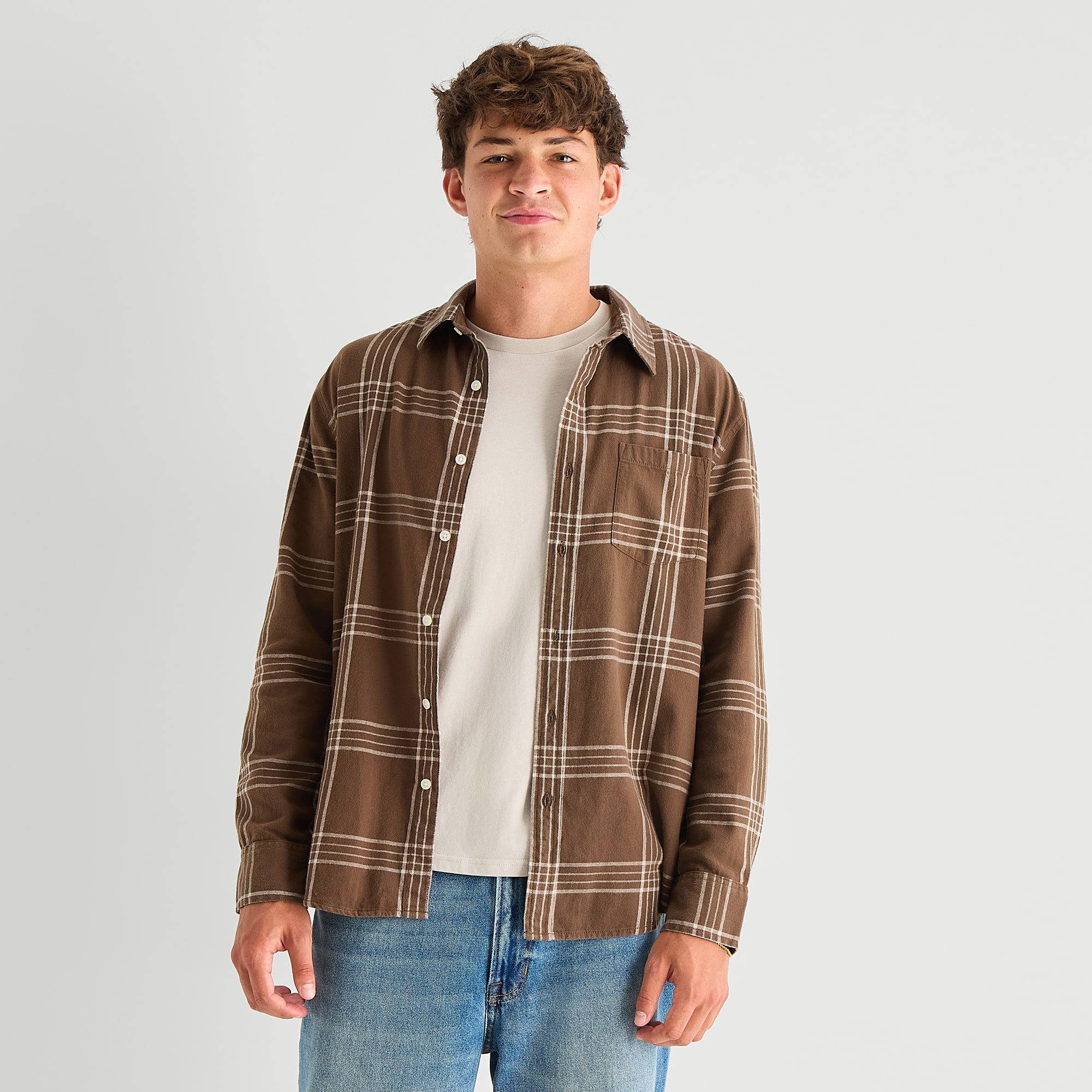 Arizona Mens Long Sleeve Boxy Fit Flannel Shirt
