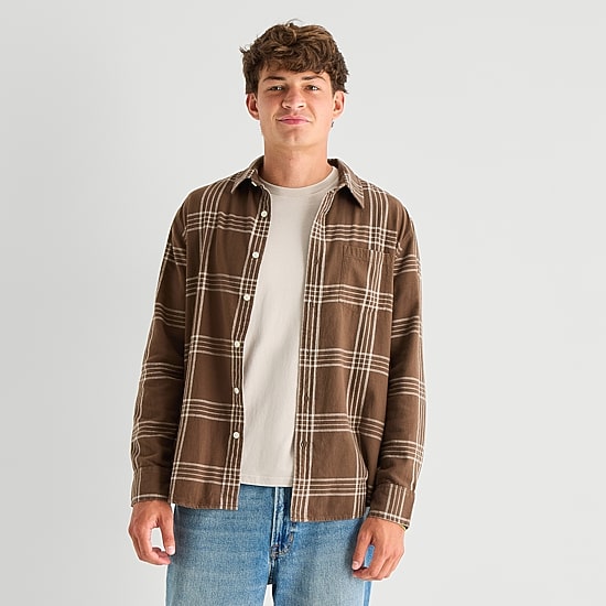 Arizona Mens Long Sleeve Boxy Fit Flannel Shirt