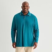 St. John's Bay Super Soft Jersey Big and Tall Mens Classic Fit Long Sleeve Polo Shirt