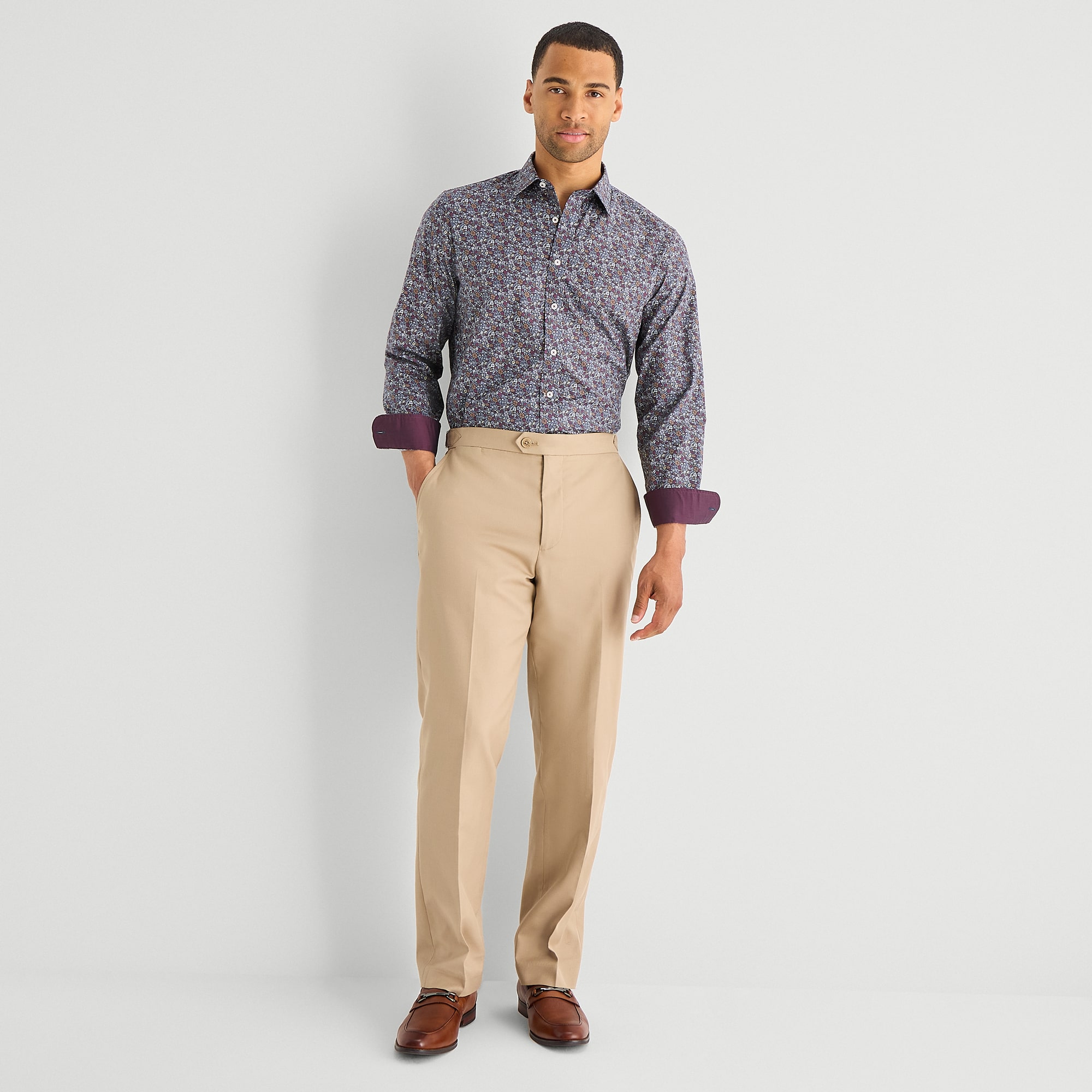 Stafford Floral Mens Long Sleeve Regular Fit Button-Down Shirt