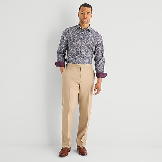 Stafford Floral Mens Long Sleeve Regular Fit Button-Down Shirt