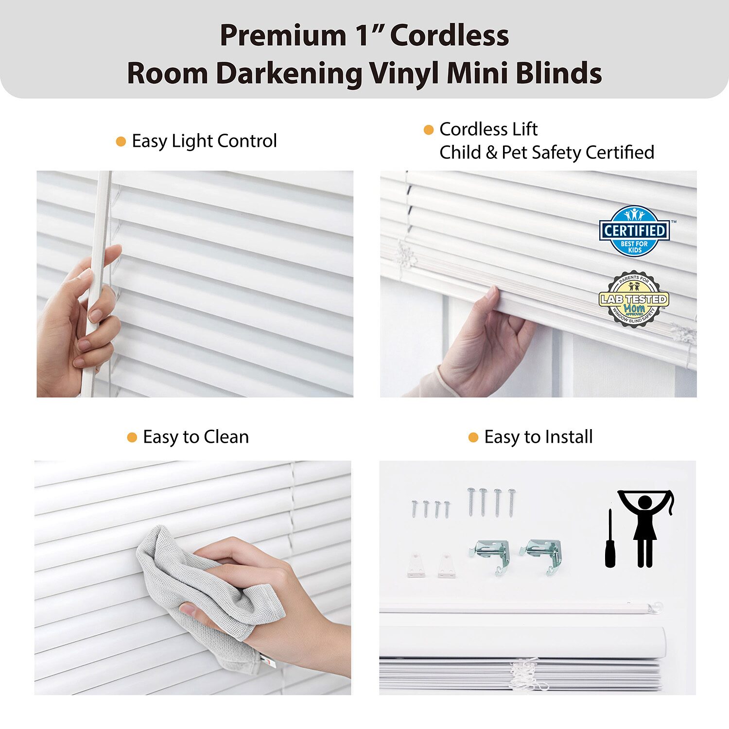 1" Cut-To-Width Room Darkening Cordless Mini Blind