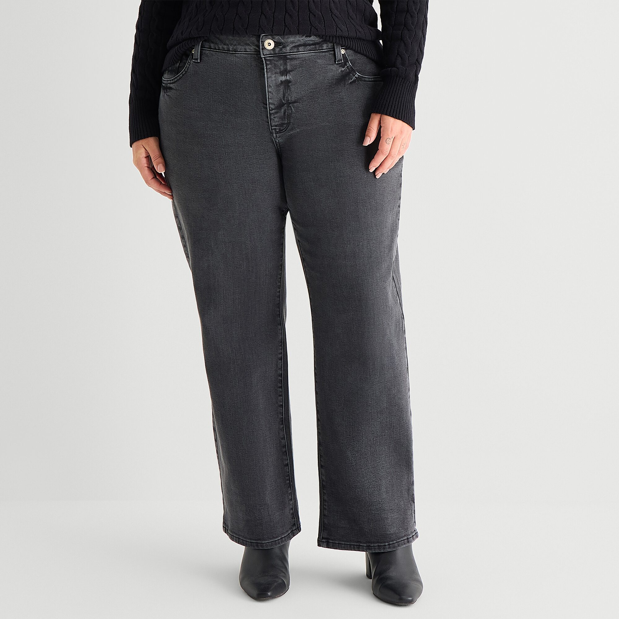 St. John's Bay Womens Plus Mid Rise Straight Leg Jean