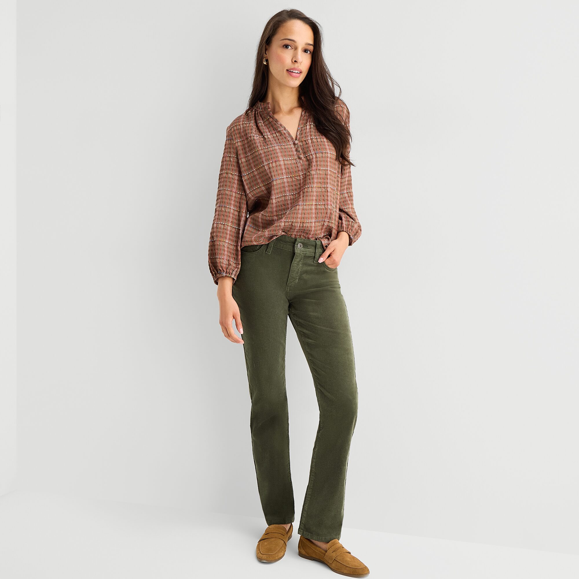 St. John's Bay Womens Split Crew Neck Long Sleeve Blouse