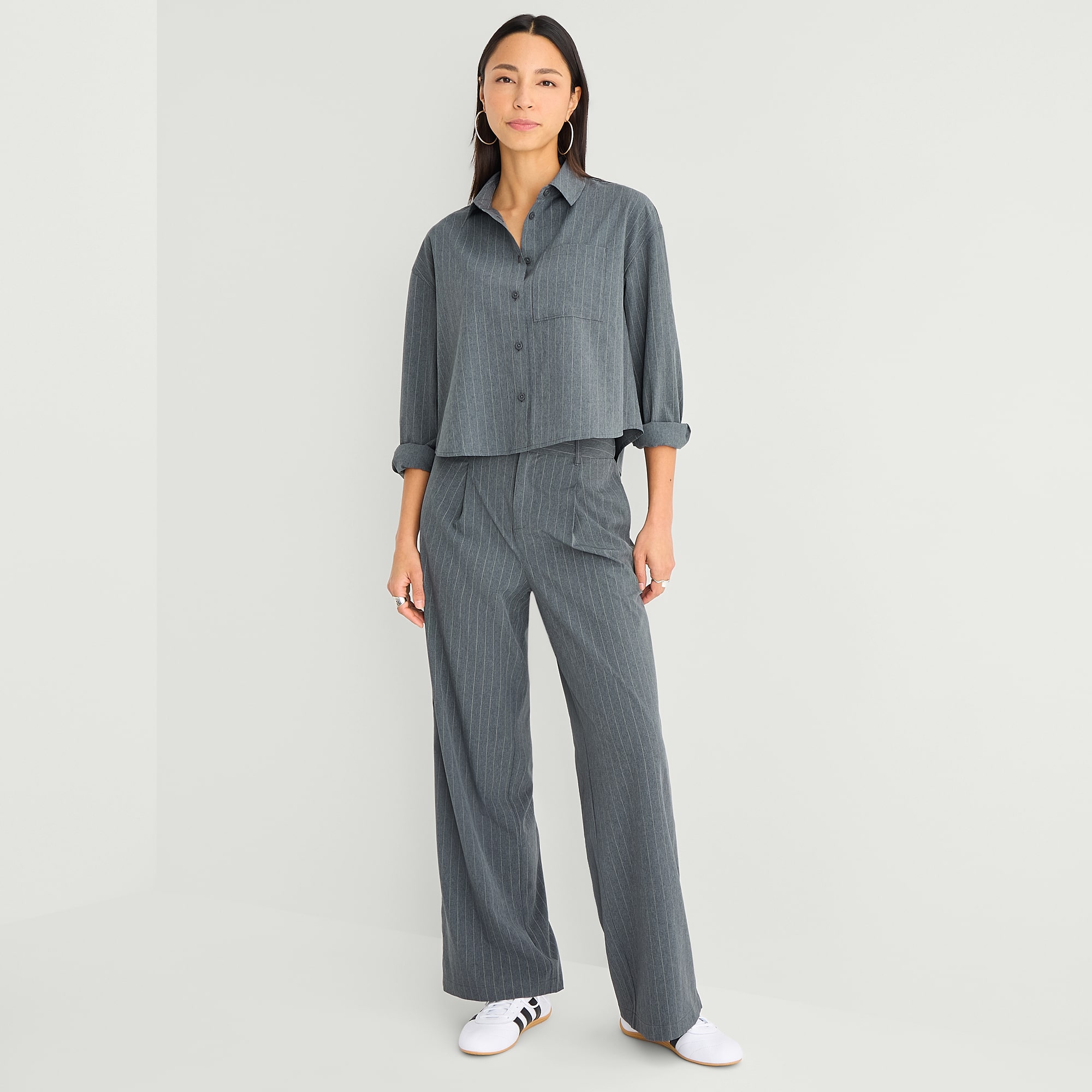 Stylus Womens Cuffed Long Sleeve Regular Fit Button-Down Shirt