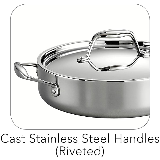 Tramontina Gourmet Tri-Ply Clad 18/10 Stainless Steel Induction-Ready Braiser with Lid