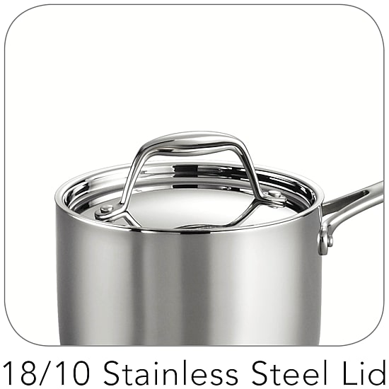 Tramontina Gourmet Tri-Ply Clad 18/10 Stainless Steel Induction-Ready Saucepan with Lid