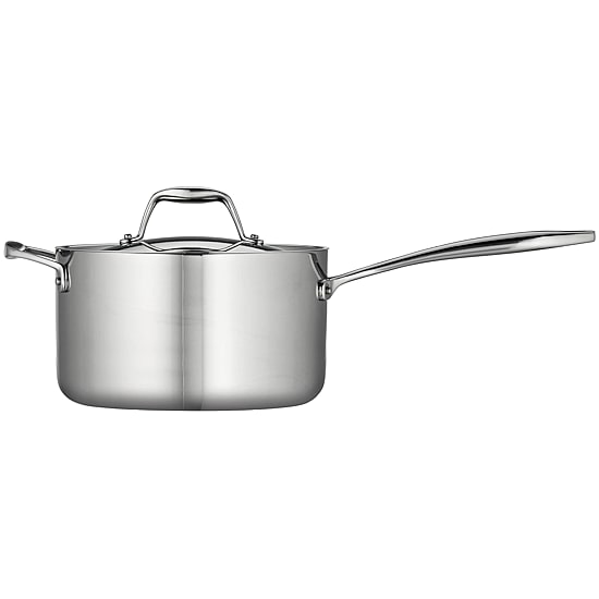 Tramontina Gourmet 4-qt. Tri-Ply Clad 18/10 Stainless Steel Induction-Ready Saucepan with Helper Handle and Lid