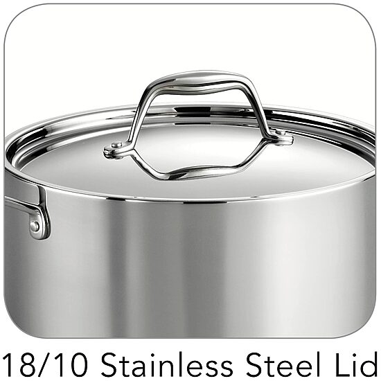 Tramontina Gourmet 8-qt. Tri-Ply Clad 18/10 Stainless Steel Induction-Ready Stock Pot with Lid