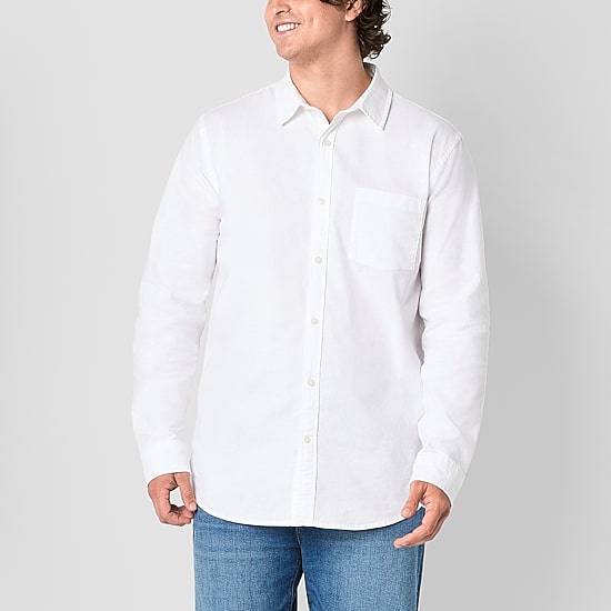 mutual weave Big and Tall Mens Regular Fit Long Sleeve Button-Down Oxford Shirt