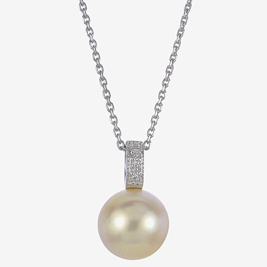 Golden South Sea Pearl & Diamond-Accent Pendant Necklace