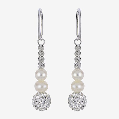 Womens White Cultured Freshwater Pearl Sterling Silver Drop Earrings, One Size
