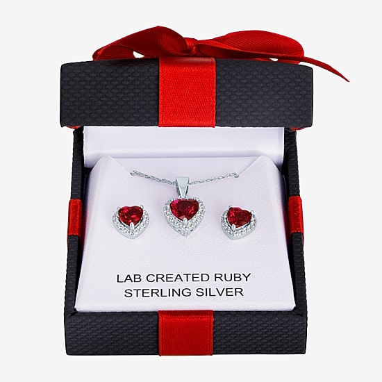 Gemstone Sterling Silver Heart 2-pc. Jewelry Set