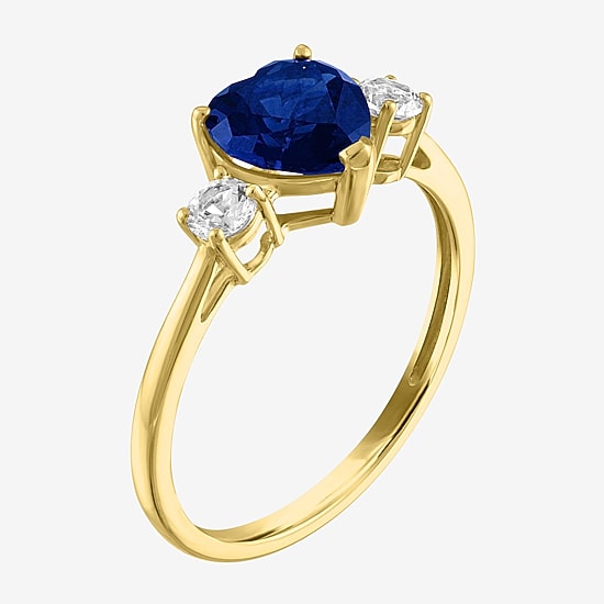 Gemstone 10K Gold Heart Cocktail Ring