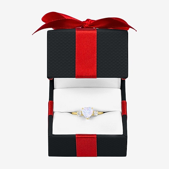 Gemstone 10K Gold Heart Cocktail Ring