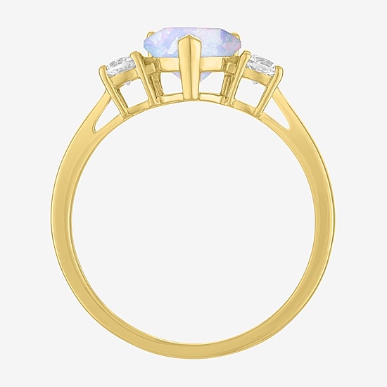 Gemstone 10K Gold Heart Cocktail Ring