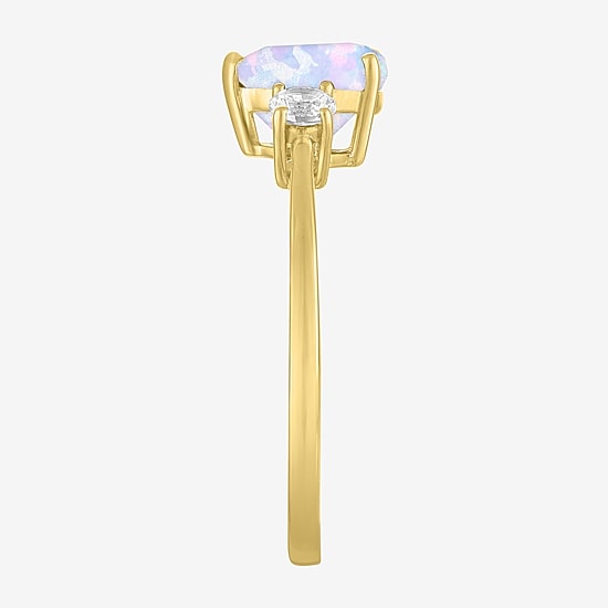 Gemstone 10K Gold Heart Cocktail Ring
