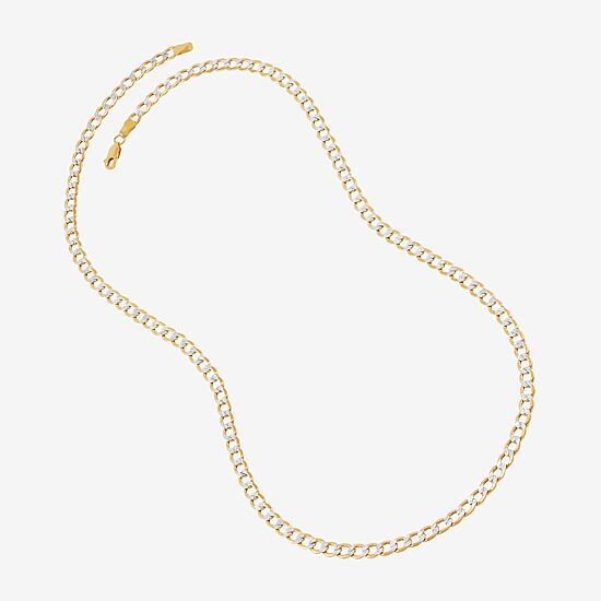Unisex Adult 10K Gold 26 Inch Curb Chain Necklace