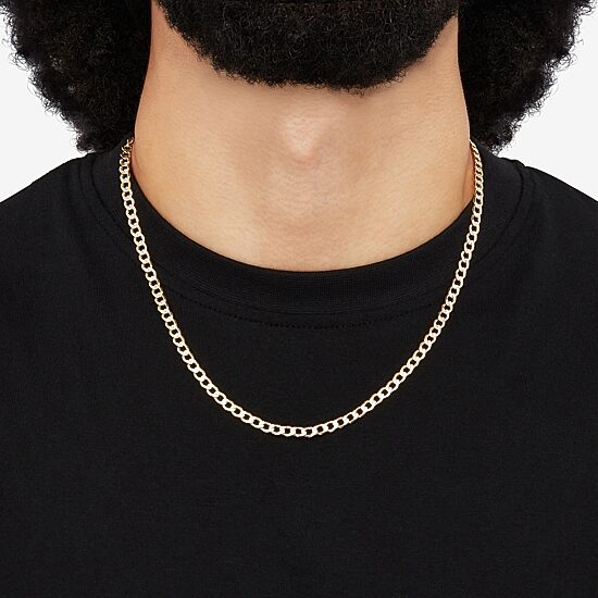 Unisex Adult 10K Gold 26 Inch Curb Chain Necklace