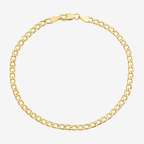 Made in Italy Unisex Adult 10K Gold 7.5 Inch Hollow Curb Chain Bracelet